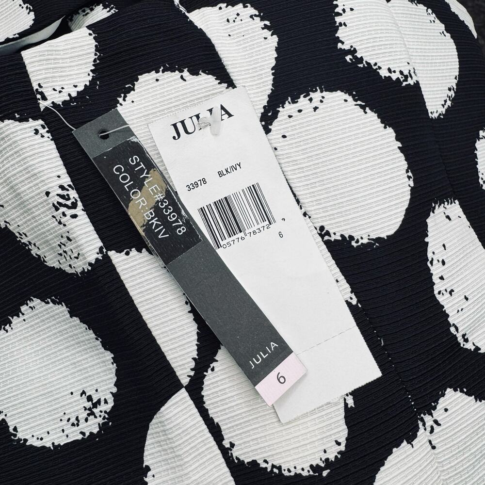 NWT Julia Jordan Black/White Polka Dot Fit & Flare Dress Double V-Neck Pockets 6 - Picture 15 of 16